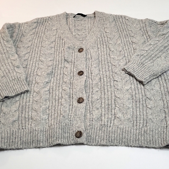 Jenni Kanye Slouchy Women's Cabled Cardigan Size Large - Picture 1 of 16